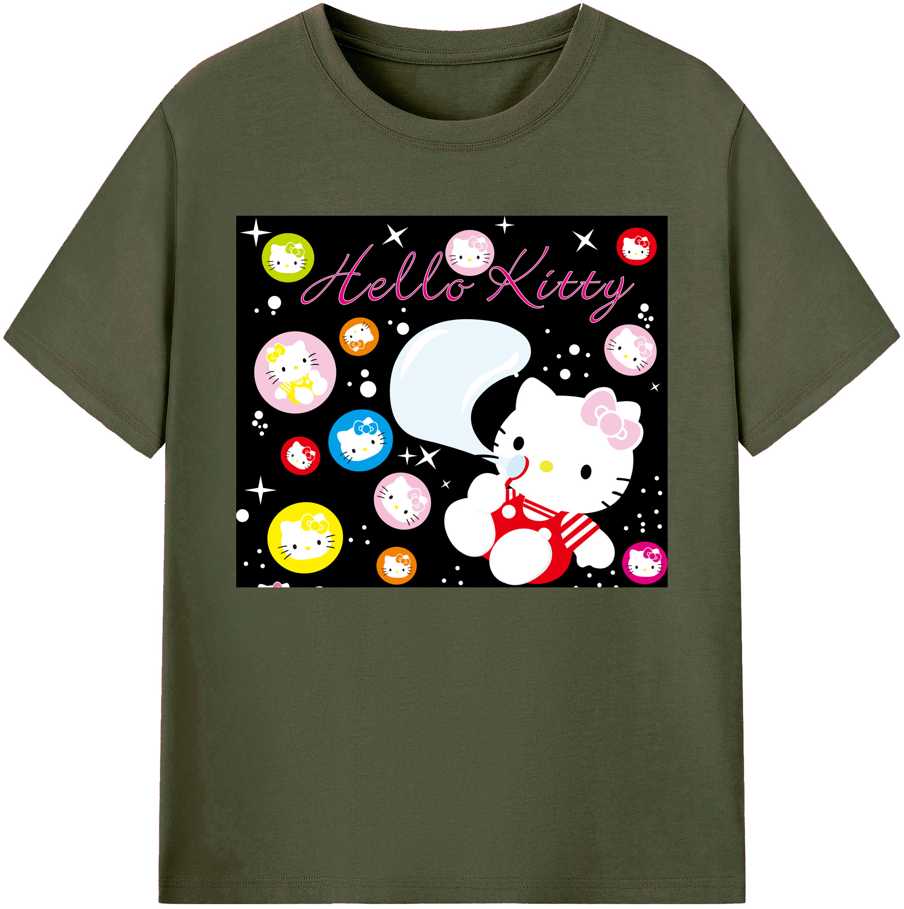 （画像用） Hello Kitty ハローキティ 綿100％ メンズ半袖Tシャツ｜肌触りやわらか＆通気性